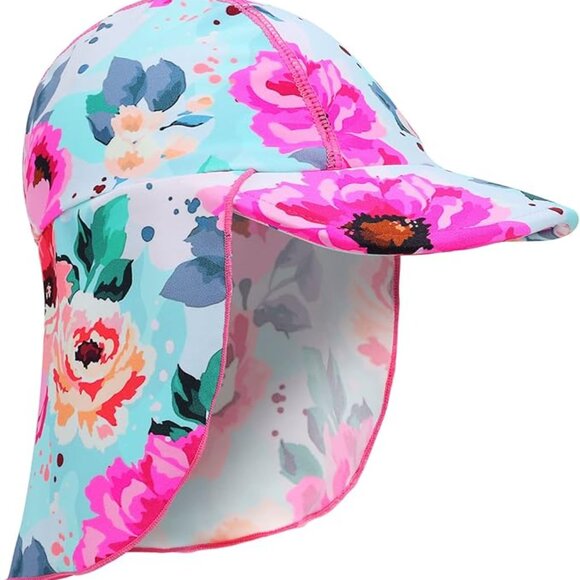 XFGIRLS Brand 3T Girls Swimsuit Long Sleeve One-Piece Bathing Suit Rash & Hat - Picture 2 of 11